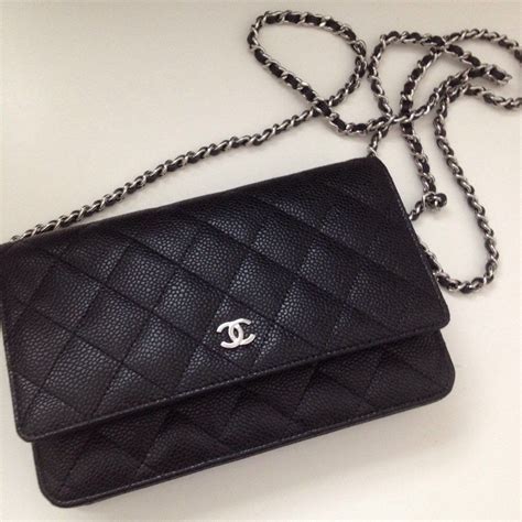 white chanel logo on black wallet|White Chanel wallet on chain.